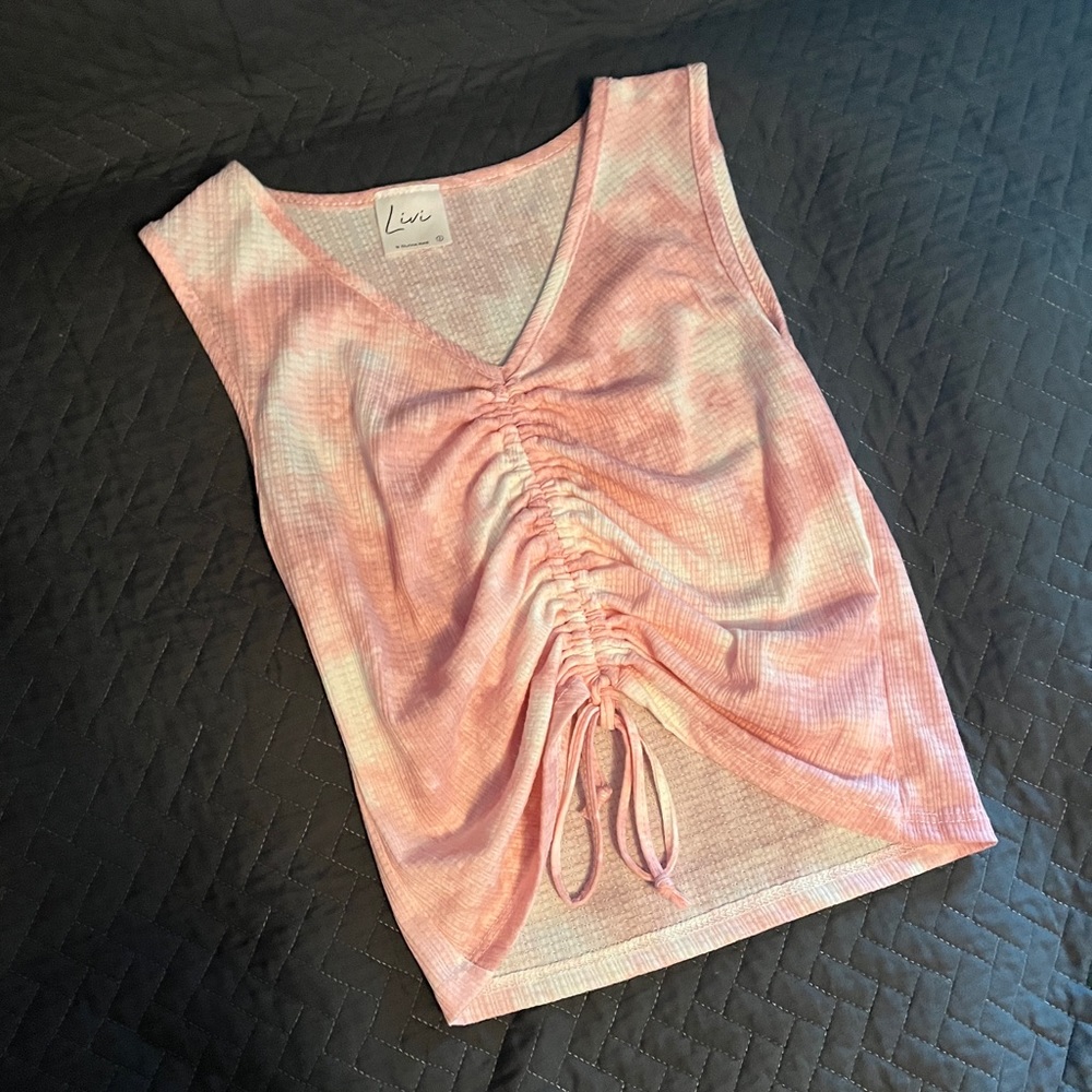 Livi by Olivia Rae Cinch Tank Top Pink Tie Dye